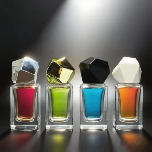 Luxury Perfume Packaging 30ml Polyhedron Irregular Bayonet Cap Three dimensional Square Clear Glass Perfume Bottles Mini