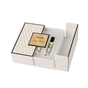 Luxury Promotions Products Packaging High Quality Rigid 2 Doors Open White Black Cardboard UV Coating Perfume Bottle Packaging