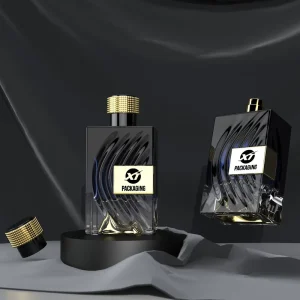 Luxury Rectangle Parfum Botol 100ml Heavy Base Glass Empty Glass Fragrance Parfum Spray Bottle With Gold plated Cap