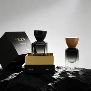 Luxury Recyclable Cube Black Glass Perfume Spray Bottle Crimp Neck 30ml 50ml Empty with Custom Gift Box