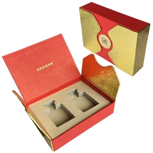 Luxury Red and Golden Cosmetic Perfume Gift Set Box Exquisite Packaging EVA Foam Elegant Design for Perfume Oil P1120