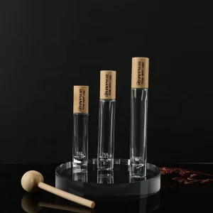 Luxury Roll On Glass Essential Oil Bottle with Steel Roller Bamboo Cap for Skin Care Serum Packaging