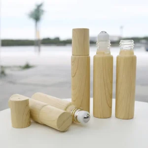Luxury Roll on Bottles Perfume Essential Oil Empty Round Wooden Color 10 ml Roller Bottle De Parfum