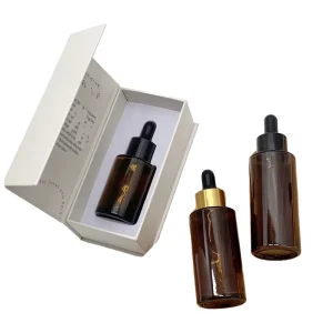 Luxury Round Glass Dropper Bottle with Gift Box for Serum and Essential Oil Cosmetic Packaging Dropper Bottle With Box