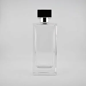 Luxury Square Clear Glass Perfume Bottle 30-100ml with Silver Cap & Crimp Neck Refillable Empty Container
