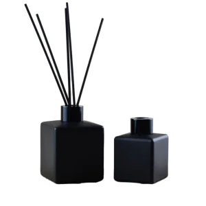 Luxury Square Glass Reed Diffuser Bottle 100ml with Wood Cap & Gift Box Aromatherapy Non Flame Decorative Home Fragrance