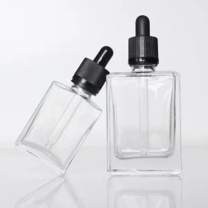 Luxury Transparent Square Essential Oil Cosmetic Glass Bottle Perfume Glass Bottle