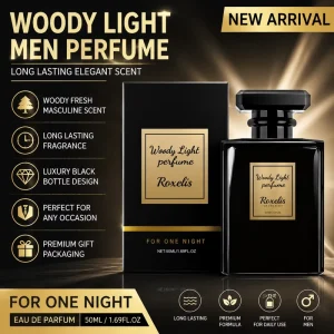 Luxury Woody Men Perfume 50ml Long Lasting Eau De Parfum Black Bottle Fresh Elegant Scent for Daily Use Gift
