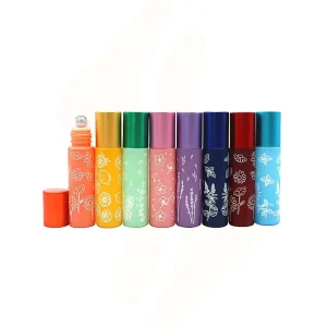 Macaron Color Roll On Glass Perfume Flower Pattern 10ml Essential Oil Glass Roller Bottle10ml