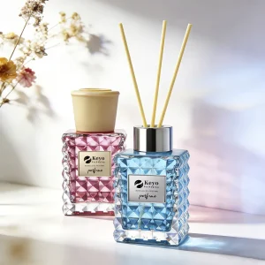 Manufacturer 100ml Diamond Cut Square Glass Perfume Diffuser Bottle Empty Glass Aromatherapy Container