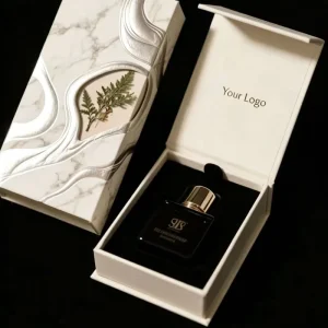 Marble Pattern Gold Foil Perfume Gift Box Art Embossed Custom Book Style Box Premium Fragrance Packaging