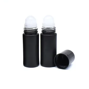 Matte Black 30ml 50ml 1oz Essential Oil Perfume Body Oil Deodorant Roll on Glass Bottles with Plastic Roller