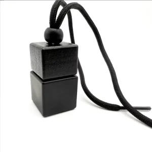 Matte Black 8ml Round Wooden Cap Empty Glass Bottle Cap for Aromatherapy Essential Oils Car Perfume Pendant