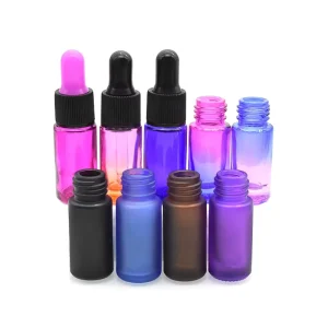 Matte Black Glass Clear Body Oil Bottles 5ml Small Essential Oil Serum Toner Sample Dropper Bottles