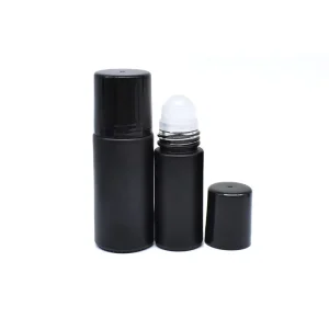 Matte Black Glass Deodorant Roll on Bottles 30ml 50ml Essential Oil Glass Roller Bottles With Plastic Roller Ball