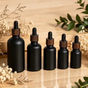 Matte Black Glass Essential Oil Dropper Vial 5ml 10ml 15ml 20ml 30ml 50ml 100ml Equipped with Dark Collar Supply