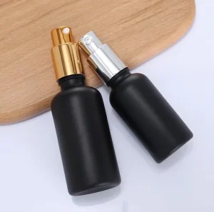 Matte Black Square Glass Bottle 100ml 50ml 30ml Non Spill Fine Mist Spray for Cosmetics & Men’s Perfume