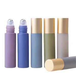 Matte Glossy Frosted Glass Perfume Bottle Roll On Design with Stainless Steel Roller for Ball for Skin Care Cream