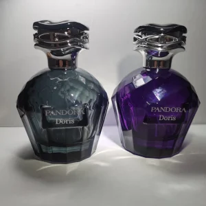 Men’s 100ml Perfume Glass Bottle Print Logo Middle Eastern Style 30ml-50ml Volume Pump Sprayer Hot Stamping Luxury Cap Glass