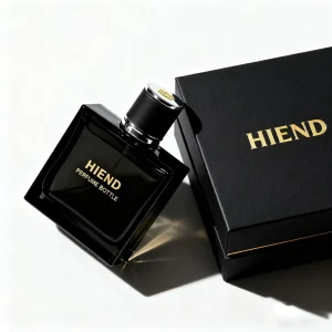 Men’s Cologne Bottle Modern Square Black Glass Bottle Polished Finish Metal Accent Leak Proof Twist Lock Cap