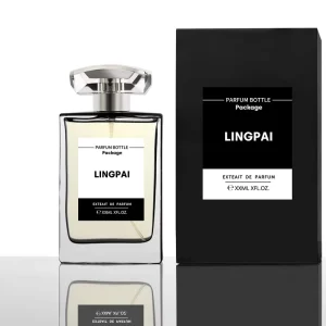 Men’s Flat Square Silver Cap Perfume Bottle Transparent Empty Curly 30 ml 50 ml 100 ml Glass Perfume Bottle with Gift Box