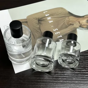 Men’s Perfume Bottle 50ml Round Empty Fragrance Bottle With Spray Pump Perfume Magnetic Cap