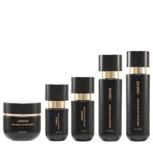 Men’s Skincare Bottles Black Cosmetic Glass Bottle Empty Bottle for Men’s Face Cream Lotion and Jars