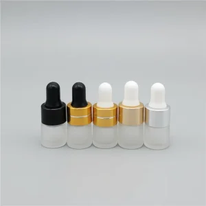 Mini 1ml Empty Frosted Refillable Glass Dropper Bottles Small Sample Container for Aromatherapy
