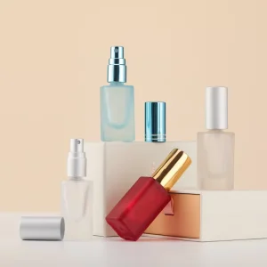 Mini 3 ml Red Frosted Square Rectangle Oil Perfume Tester Bottle Travel Size