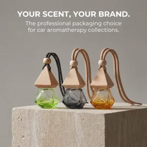 Mini 8ml Cube Clear Car Glass Perfume Aroma Diffuser Bottle with Screw Cap and String