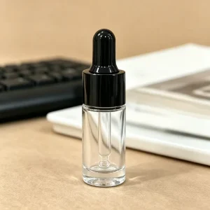Mini Clear Glass Dropper Bottle Black Cap Empty Refillable Essential Oil Face Serum Sample Skincare Cosmetic Vial Bulk