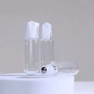 Mini Cosmetic Glass Roll On Bottles 3ml 5ml Clear Cylinder Shape Screen Printed Perfume Sample Bottles