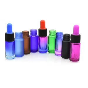 Mini Cosmetic Sample Bottles 5ml Colored Glass Essential Oil Lotion Dropper Bottles