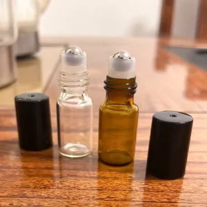 Mini Essential Oil Perfume Roller Bottle Clear Amber 1ml 2ml 3ml 5ml 10ml Glass Roll On with Screw Cap