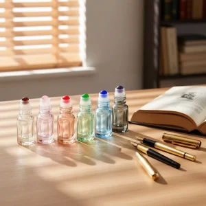 Mini Glass Cosmetic Essential Oil Skin Care Perfume Packaging 3ml Color Coating Glass Oud Oil Roll On Bottle