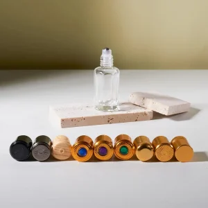 Mini Octagon Roll On Glass Bottles 3ml 6ml 9ml 12ml Clear Pink for Essential Oils Perfumes Deodorants Cosmetics Gold Screw Lid