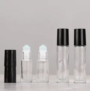 Mini Perfume Bottle 5/10ml Empty Cylinder Travel Bottle Roll on Perfume Bottle With Glass Roller Ball and Lid