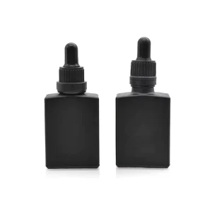 Mini Portable Glass Cosmetic Dropper Bottles 30ml Matte Black for Skincare Serum Beard and Hair Oil