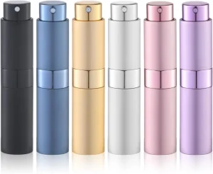 Mini Refillable Glass Perfume Regular Size Eau De Parfum Portable Atomizer Spray Bottle 8ml 6 Pack Travel Friendly