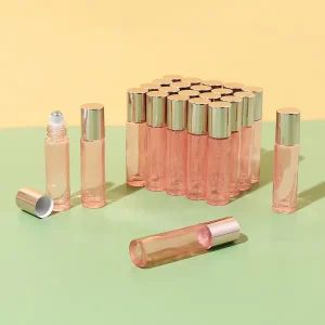 Mini Stock 10ml Rose Gold Perfume Roller Bottles Essential Oil Serum Roll On Bottle Cosmetic Packaging