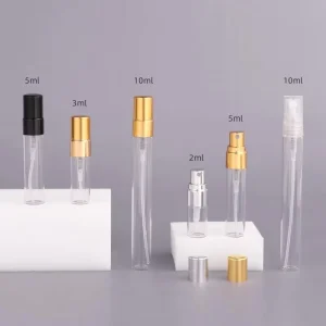 Mini Travel Glass Sprayer Bottles 2 ml 3 ml 5 ml 10 ml Metal Gold Aluminum Nozzle Atomizers