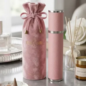 Mini Travel Perfume Bottle 5ml 10ml Leather Outer Shell Embossed Design Refillable Glass Luxury Style Mini Perfume Bottle