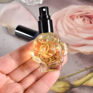 Mini Travel Portable Rose Flower Shaped 10ml Refill Transparent Small Perfume Bottle