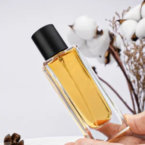 Modern 50ml Slender Rectangular Clear Empty Glass Perfume Bottle for Unisex Fragrance with Solid Base