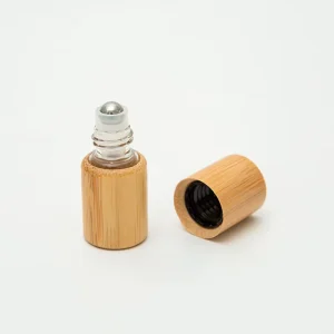 Natural Bamboo Perfume Roll on Bottle Empty Glass Essential Oil Container with OEM Logo Printing