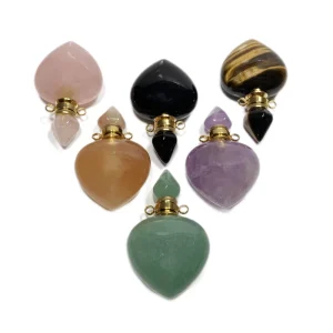 Natural Stone Perfume and Essential Oil Bottle Pendant Natural Stone Pendants Jewelry Making