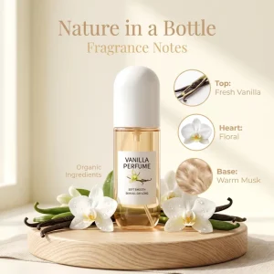 Natural Vanilla Body Spray Perfume Spray with Warm Musk Floral Scent Long Lasting Body Mist with Natural Essential Oil