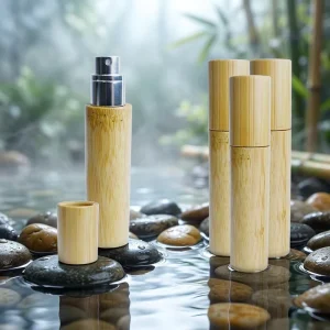Nature Mist Spray Bottle Package Refillable Empty Custom Logo Glass Bamboo Perfume Bottles