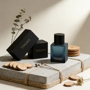 Navy Gradient Perfume Bottle Black Box Gift Set Custom LOGO Square Sealed Luxury High End Men’s Glass Fragrance Bottle
