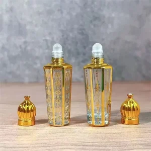 New Design Gold Silver Black 15ml Perfume Oil Roll on Glass Bottle with Screw Cap